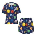 thumbnail image 4 of Qekee Space Planet Women's Pajama Set Short Sleeve Sleepwear Summer Home Wear with Pockets Soft Short Sleeve Shirt - Space Planet, 4 of 9