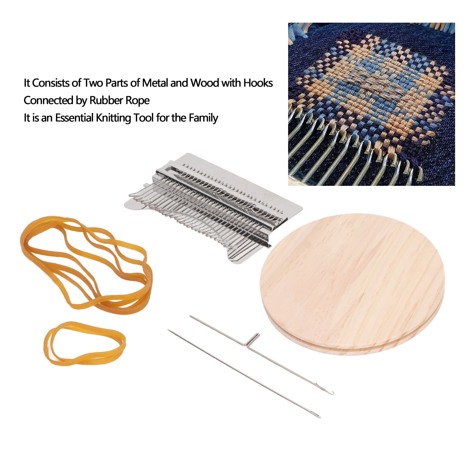 28 Hooks Darning Mini Loom Machine, Small Speedweve Weaving Loom Wooden Weaving Frame Loom, Hand Craft DIY Weaving Repair Tool for Jeans,Socks and Clothes