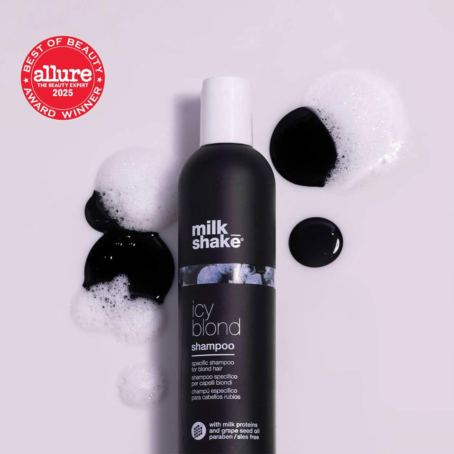 milk_shake icy blond shampoo | award winning shampoo with black pigment to cool brassy tones and enhance platinum blonde hair | ideal for maintaining icy, ash-toned color 10.1 fl oz