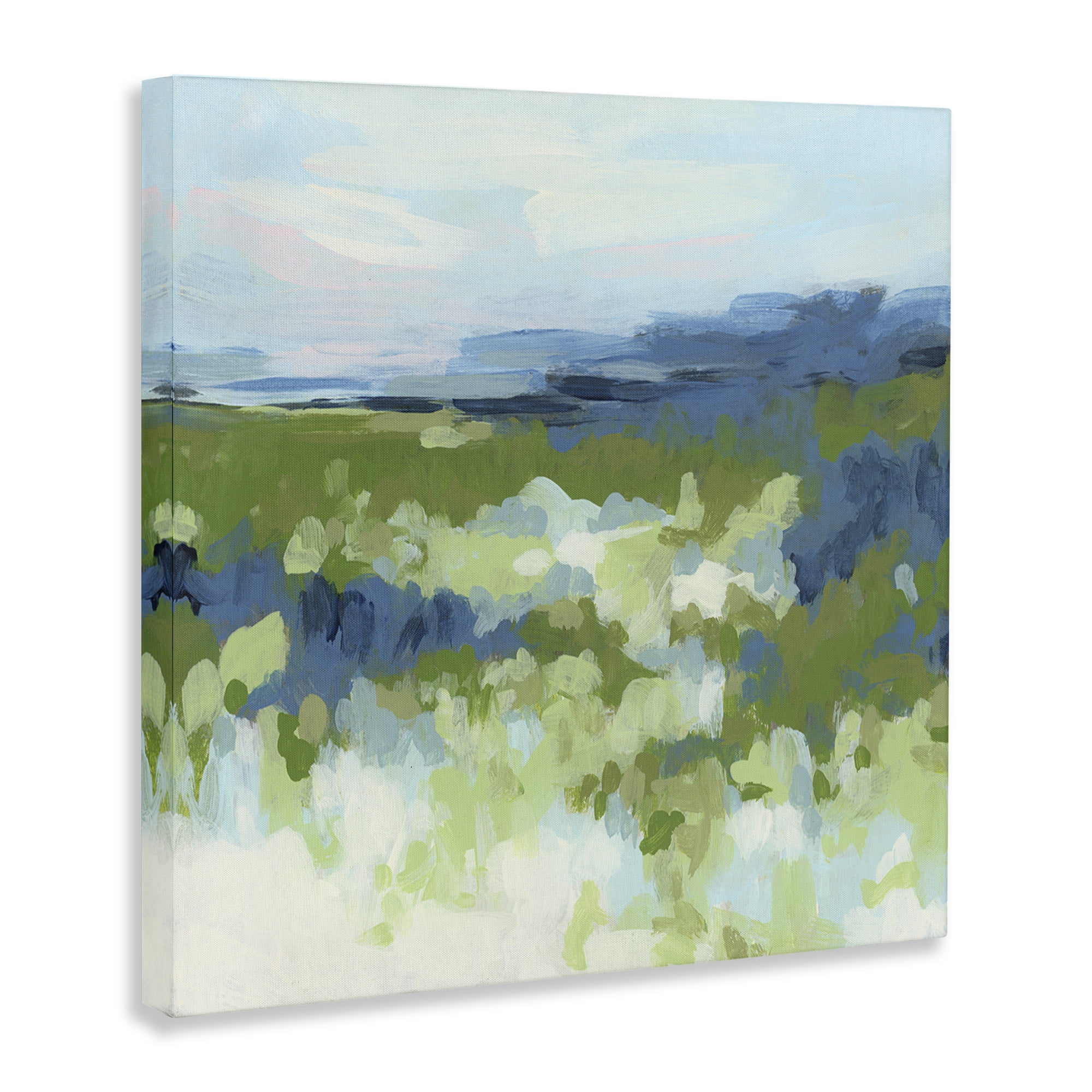 Stupell Industries Green & Blue Nature Abstract Painting Wrapped Canvas Art Print Wall Art, 17 x 17