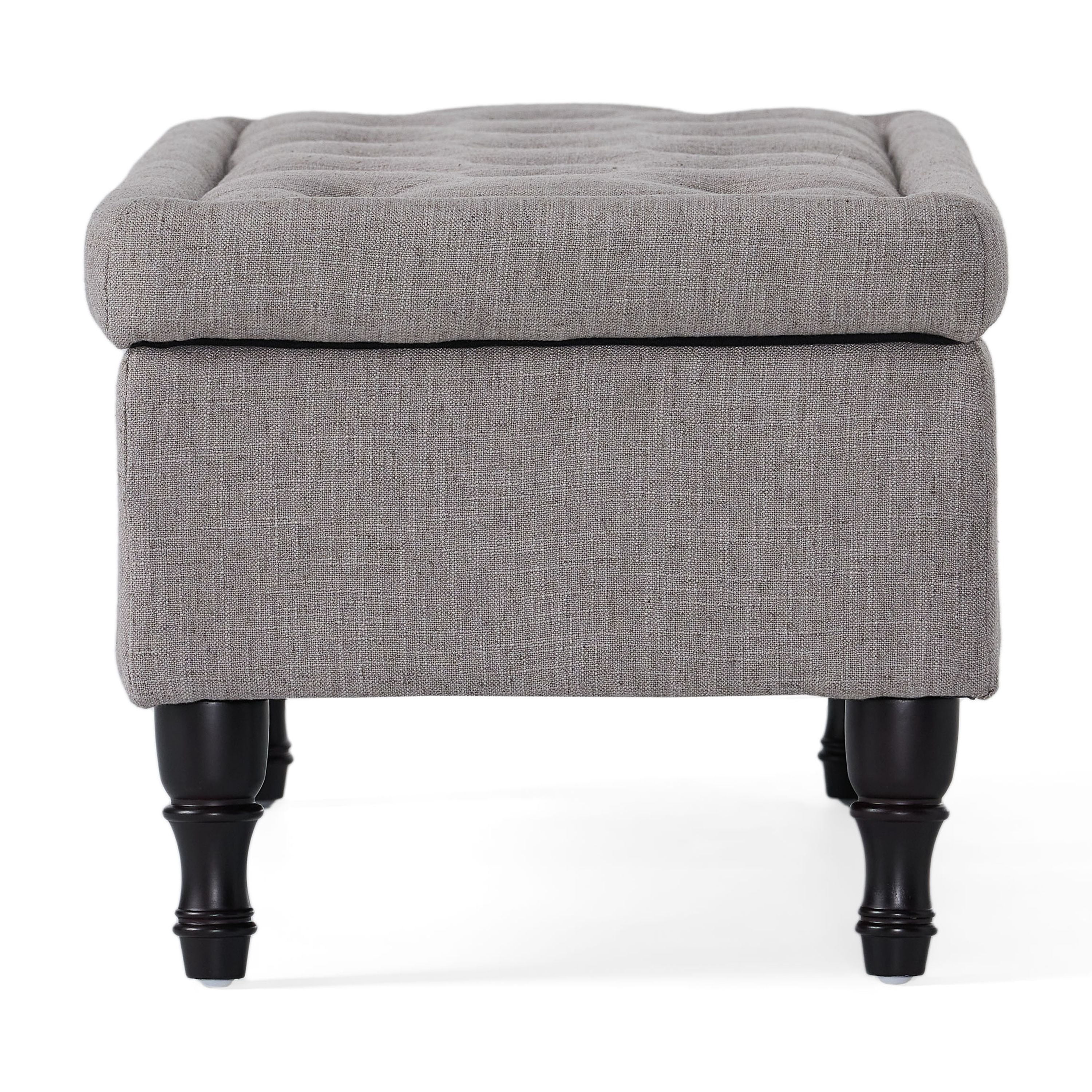 Noble House Chatham Rectangular Fabric Lift Top Storage Ottoman, Gray