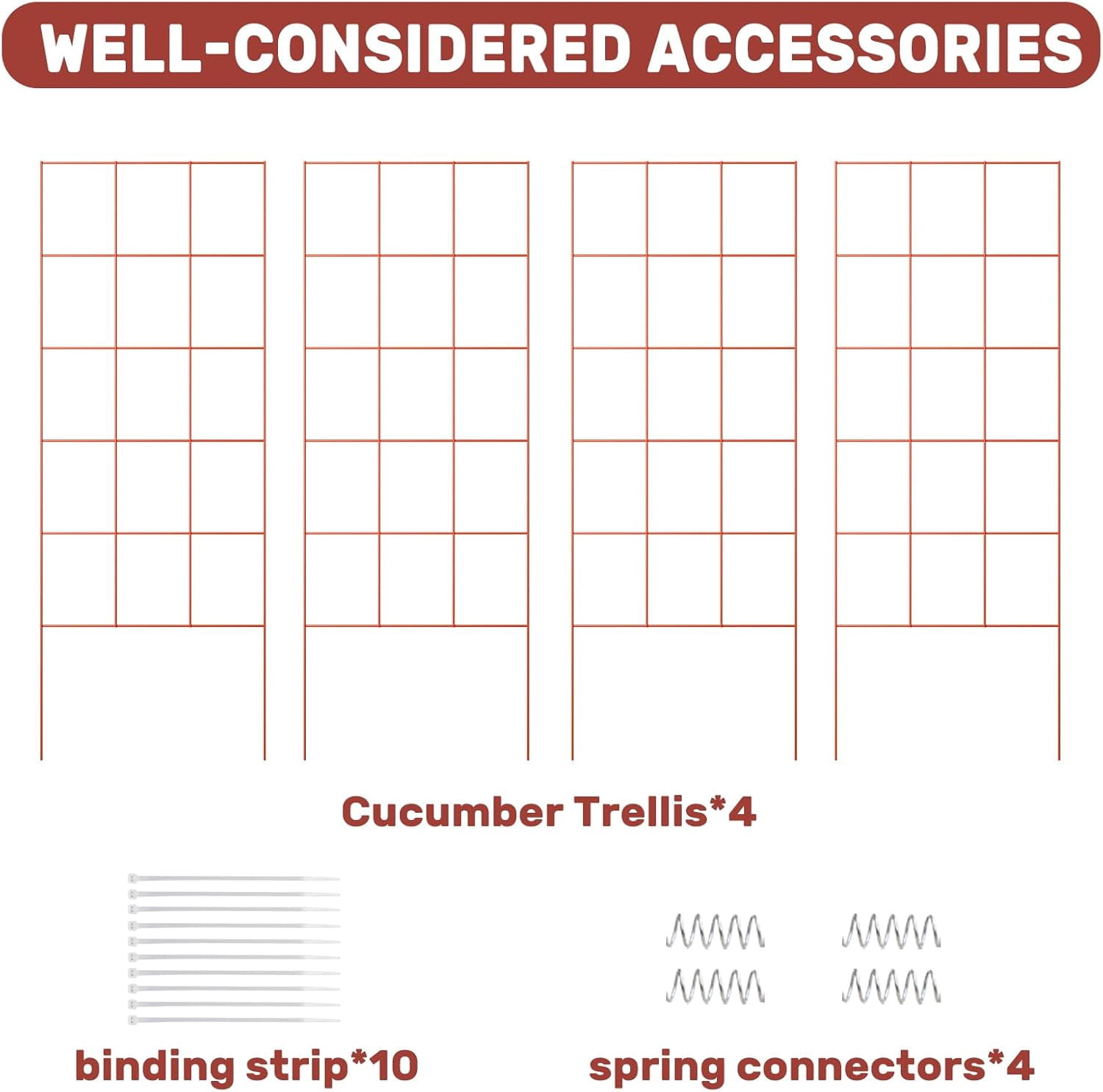 Cucumber Trellis, 48" High Foldable A Frame Garden Trellis, 2 Pack, Plant Support for Climbing Cucumber, Beans, Tomatoes, Flowers, Red