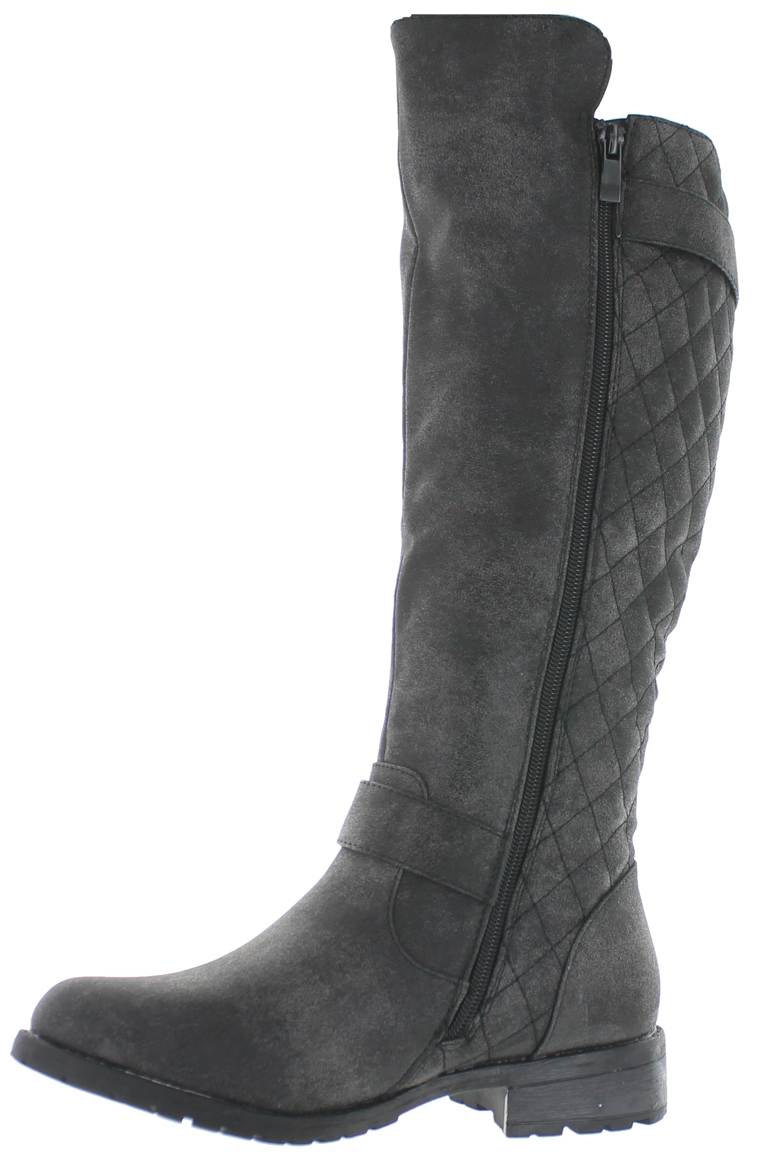 Forever Link Women s Mango 21 Quilted Zipper Accent Riding Boots