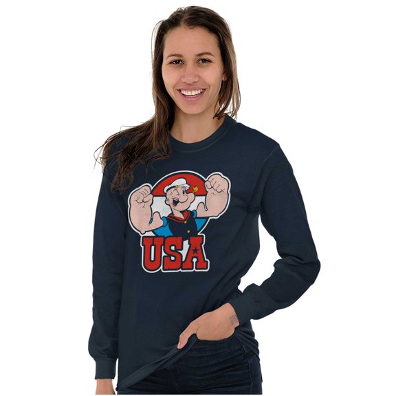 Popeye The Sailor Man USA Muscle Long Sleeve TShirt Men Women Brisco Brands S