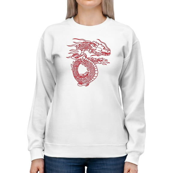 A Red Dragon Sweatshirt Women -GoatDeals Designs, Female Medium