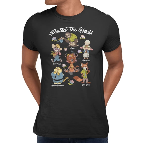Disney Zootopia Protect the Herd Men's T Shirt (Black, S-XXXL)