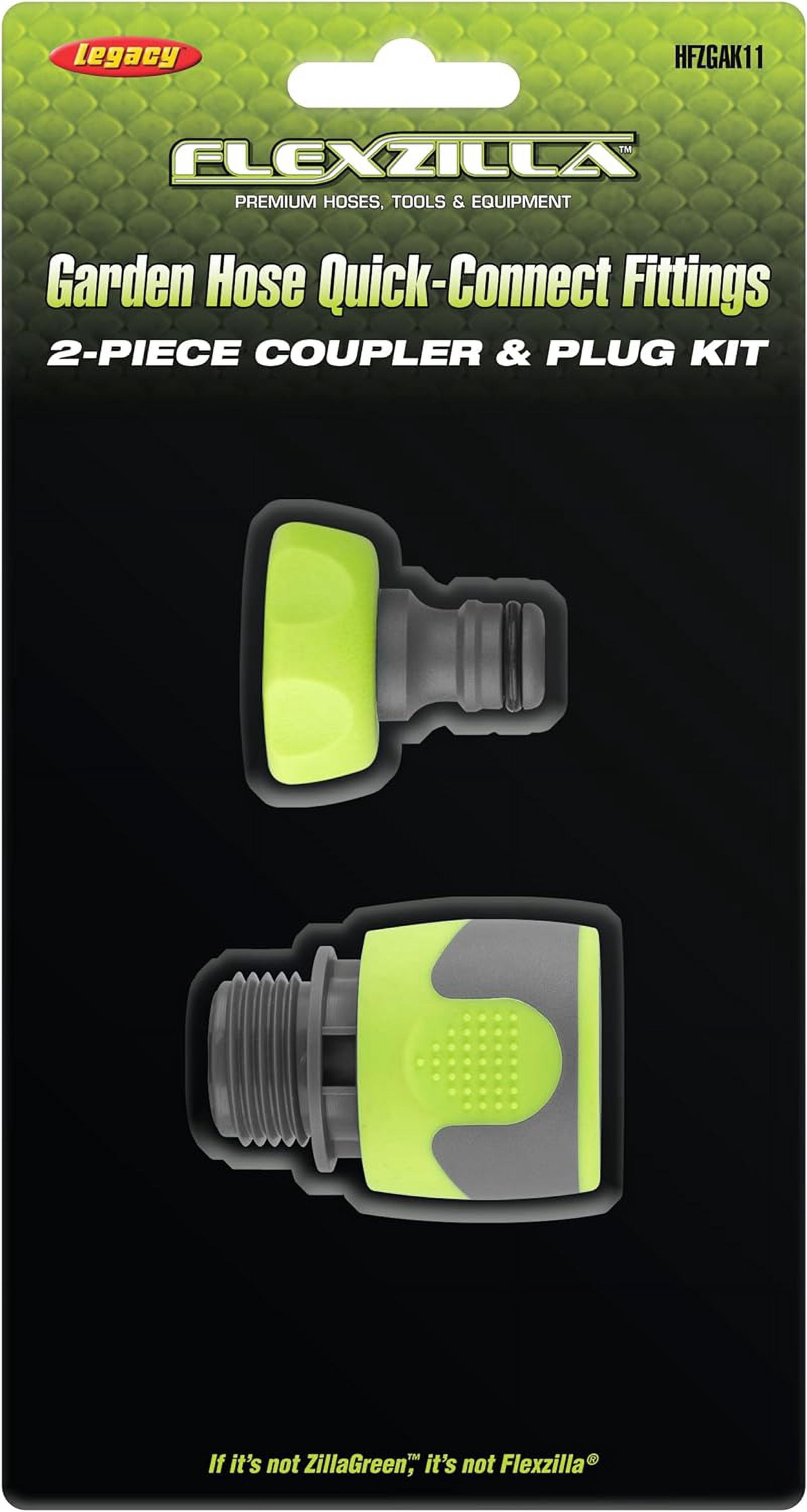 Flexzilla HFZGAK11 Garden Hose Quick-Connect Fittings, 2-Piece Coupler & Plug Kit, ZillaGreen