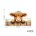 thumbnail image 4 of Joocar Cute Cow Peeking Over Fence Linen Table Mats Set Of 4 For Home Kitchen Table Decor 12x18 inch, 4 of 5