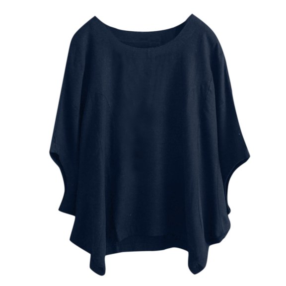 Tfken Summer Women Tshirts Solid Color Crew Neck Batwing Sleeve Tops Fashion Casual Daily Wear Female Comfortable Shirts Blue