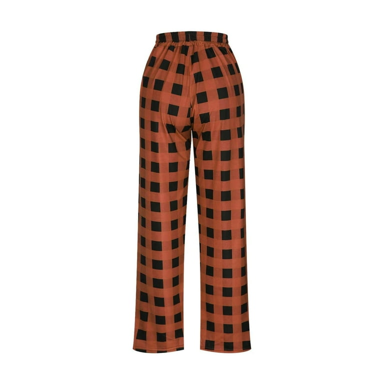 Ydkzymd Mens Buffalo Plaid Pajama Pants and White Flannel Buffalo Plaid Buffalo Plaid Pajama Pants Men Straight Leg Sleepwear with Pockets Pj Pants Pajamas High Waist Drawstring Pants S Orange Walmart...