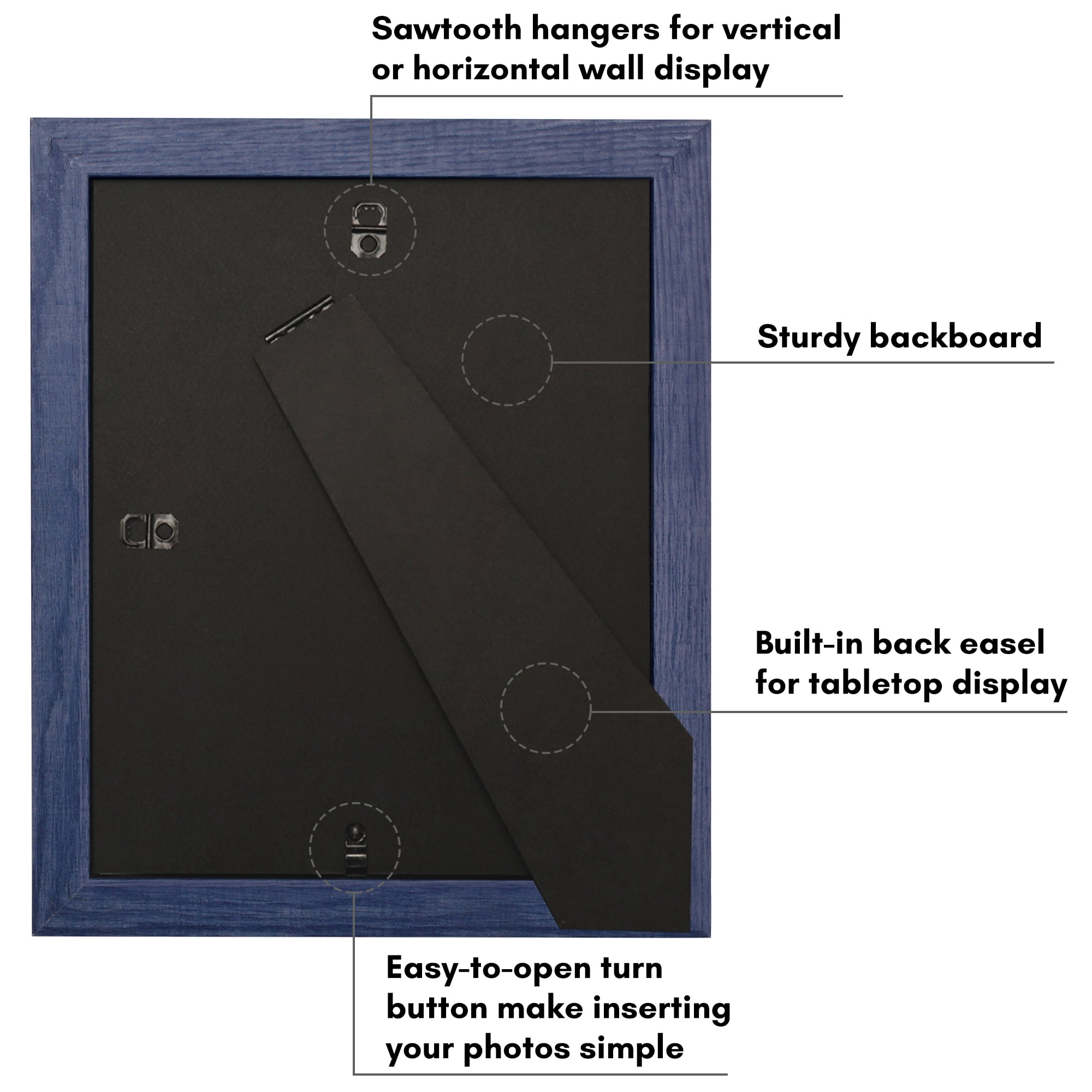 Americanflat 8x10 Picture Frame with Shatter-Resistant Glass Fits 5x7 Photos with Mat Hudson Distressed - Blue