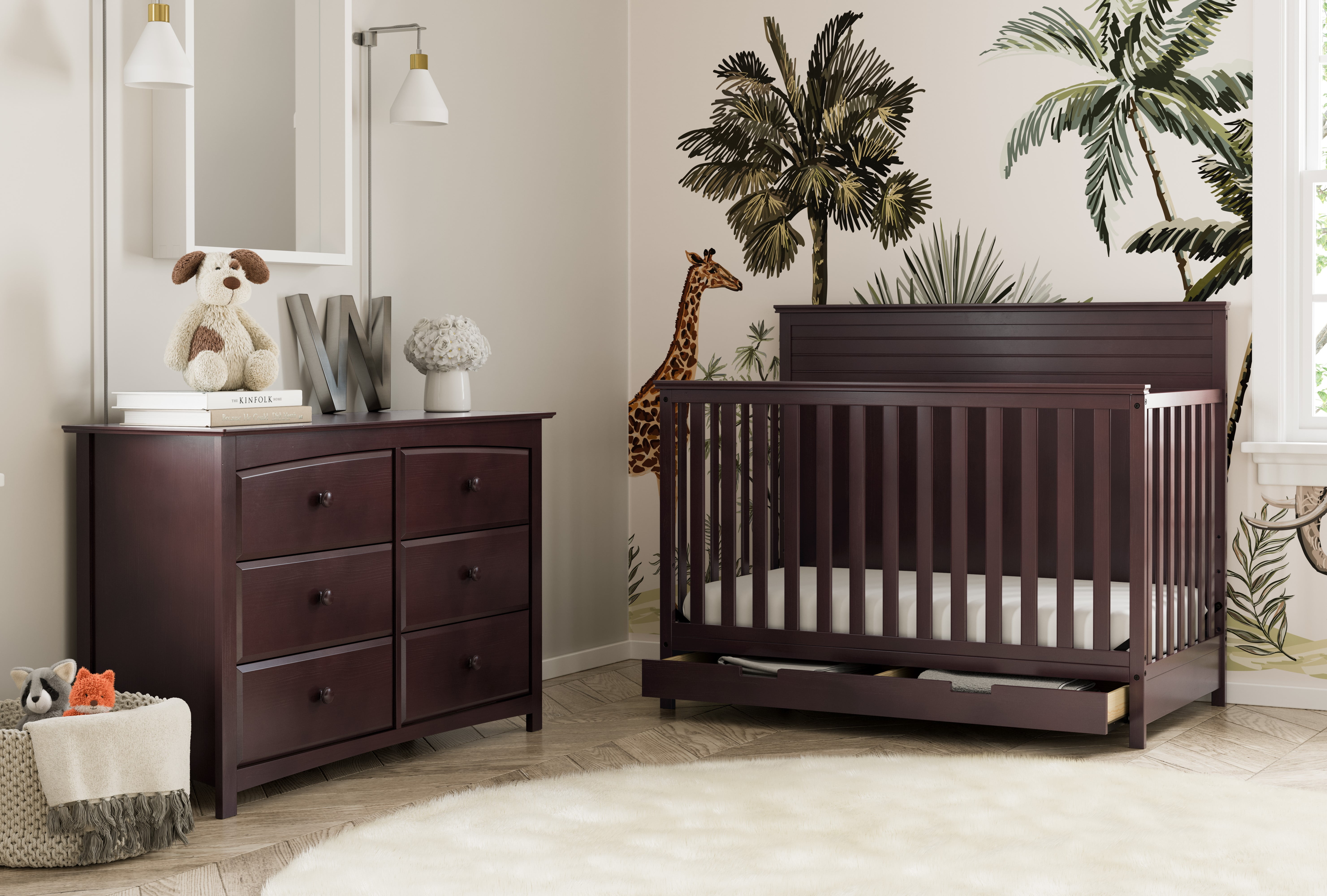 Storkcraft Kenton 6 Drawer Nursery Double Dresser Pebble Gray Walmart Business Supplies