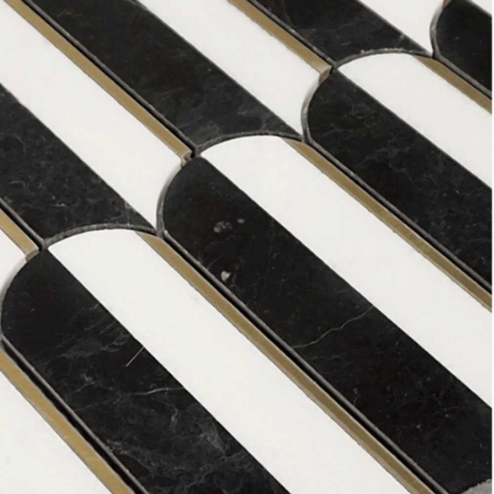 The Tile Life Mad Decade 12" x 12" Black Marble Mosaic Wall Tile 1 Sheet