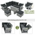thumbnail image 5 of Harper & Bright Designs Outdoor Rattan Sectional Sofa Set with Adjustable Dining Table, Patio L-Shaped Wicker Conversation Set with 2 Ottomans, Recliners with Extendable Side Table, Grey, 5 of 17