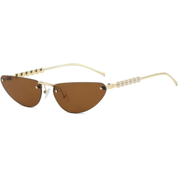 Luxury Rimless Cat Eye Sunglasses Woman Metal Leg Men Fashion Uv400-USA
