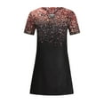 thumbnail image 4 of Odeerbi Summer 2025 Casual Dresses for Women Fashion Pullover Short Sleeve Print Loose Waist Midi Skirt Dress Red, 4 of 8