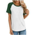 thumbnail image 2 of Fanxing Women's Short Sleeve T-Shirts Raglan Short Sleeve Tees Shirts Casual Graphic Tee Loose Fit Round Neck Tshirts Green,M, 2 of 6