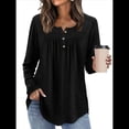 thumbnail image 4 of Camisas de Larga para Mujer, Conjuntos de Otoño, Cuello Redondo, Túnicas Casuales, Blusas de Moda, Ropa de Moda. Negro M, 4 of 6