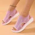 thumbnail image 5 of EliteGoogv Womens Mesh Sandals Open Toe Slip On Flat Summer Beach Shoes Sandals For Women Comfortable Walking Shoes Womens Sandals Light Pink US :7.5, 5 of 7