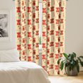 thumbnail image 2 of Ambesonne Kittens Window Curtains, Cats in Paprika Orange Tone, Each 28" W x 84" L, Beige Multicolor, 2 of 4
