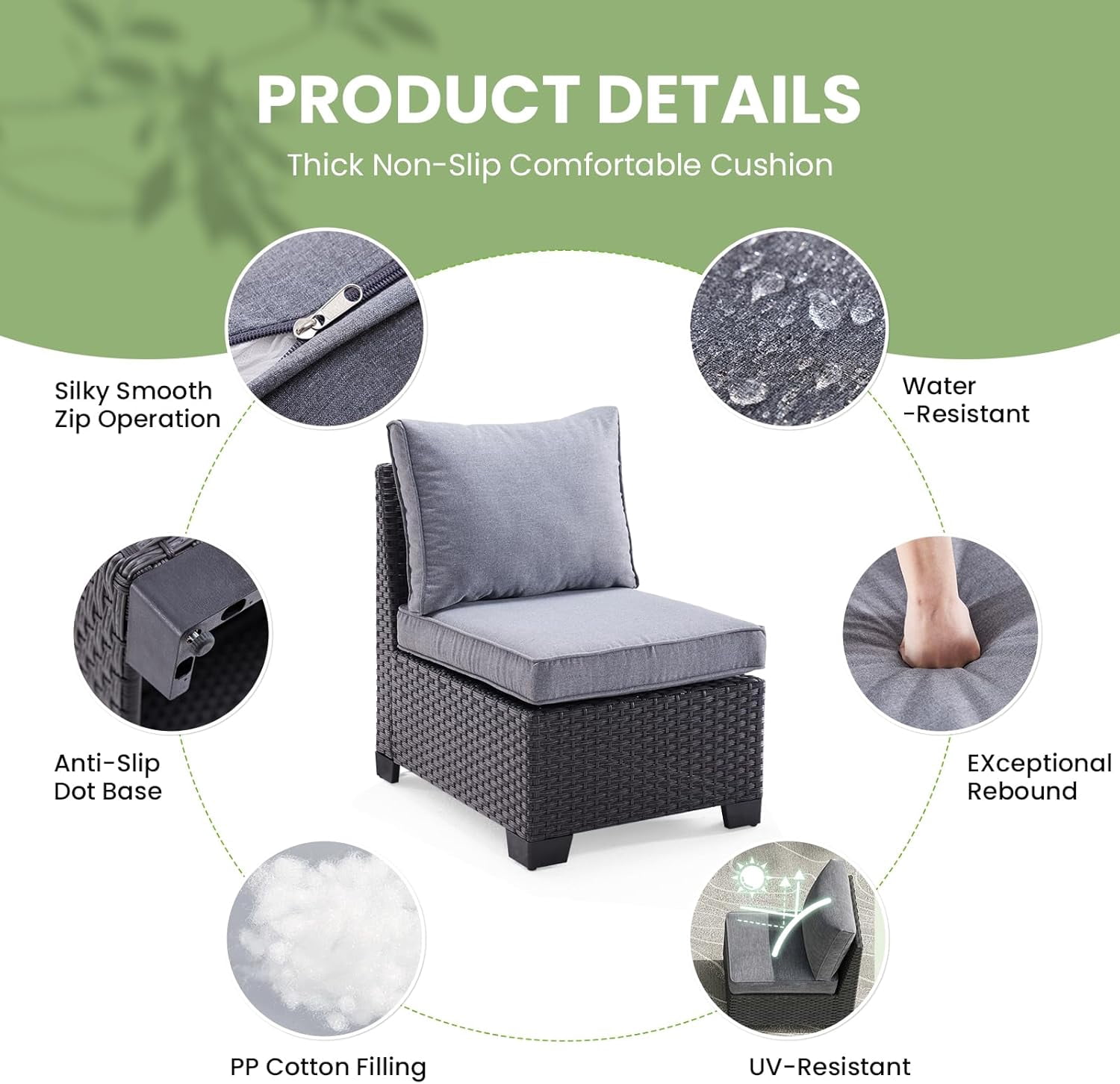 STARY Outdoor Wicker conversation sets, 7 Pieces Patio Furniture Sofa Set with Coffee Table, All Weather for Garden, Backyard, Balcony (Dark Gray)