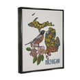 thumbnail image 3 of Stupell Industries Detailed Michigan State Robin Bird & Flower Patterns Graphic Art Jet Black Floating Framed Canvas Print Wall Art, Design by Valentina Harper, 3 of 5