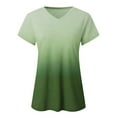 thumbnail image 2 of Minnieouse Camiseta degradada para mujer, ropa de calle elegante multicolor con cuello en V, fibra de verano, manga corta, para correr, playa, Prendas para la parte del cuerpo Verde claro S, 2 of 6