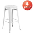 thumbnail image 3 of Flash Furniture Lily 4 Pack Commercial Grade 30" High Backless White Metal Indoor-Outdoor Barstool with Square Seat, 3 of 13