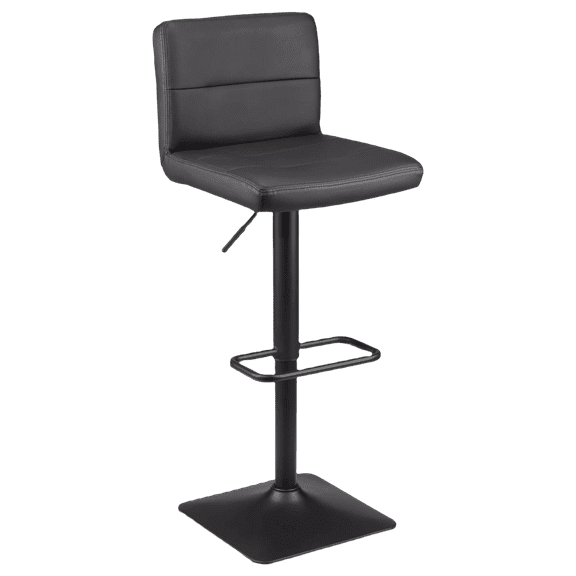 Bouclair Black Matte Faux Leather and Metal Adjustable Bar Stool