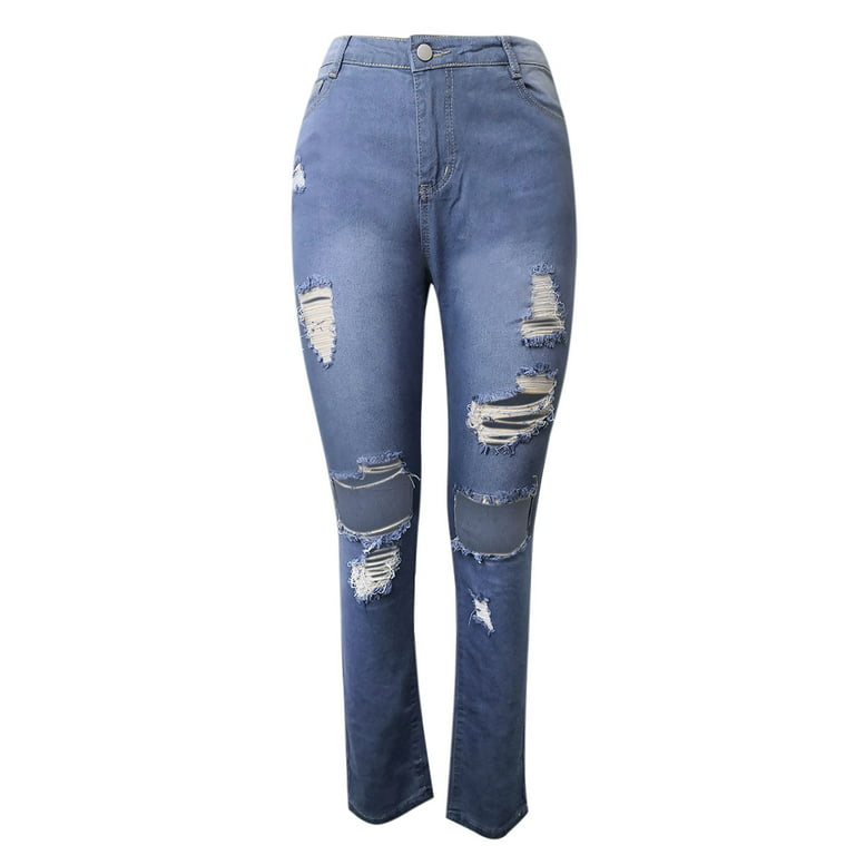 Bigersell Women's Modern Bootcut Pant Full Length Pants Fashion Women  Pockets Button Mid Waist Skinny Ripped Jeans Trousers Hole Denim Pants  Girls Flare Pants 