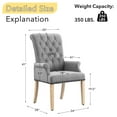 thumbnail image 3 of Foredo Elegant Linen Fabric Upholstered Armchair with Solid Wood Legs, Tufted Side Chair for Bedroom Dining Room, Light Gray, 3 of 8