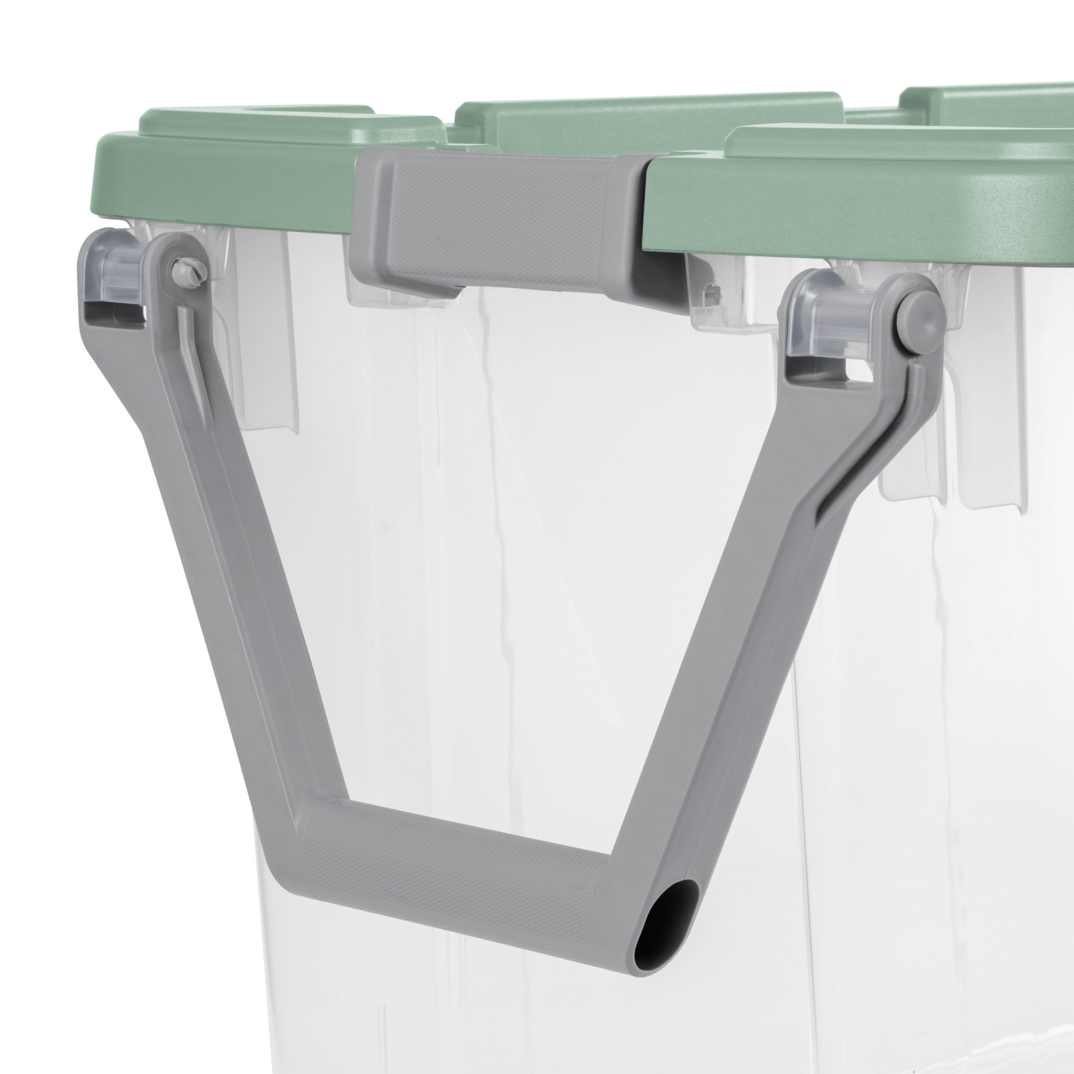 Sterilite Extra-Large Wheeled Rugged Storage Bin, 160 Quart Durable Clear Storage Container with Latching Lid and Pull Handle, Green, 2 Pack