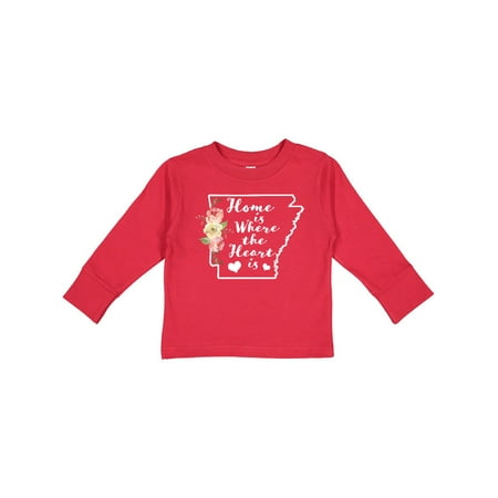 

Inktastic Arkansas Home is Where the Heart is with Watercolor Floral Gift Toddler Boy or Toddler Girl Long Sleeve T-Shirt