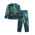 thumbnail image 2 of Goofa Artistic Turtle Earth Printed Women’s 2 Piece Pajama Set Super,Pajamas Women's Long Sleeve Sleepwear Soft Button Down Loungewear Pjs Lounge Set Nightwear-Large, 2 of 9