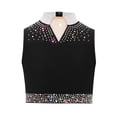 thumbnail image 3 of Doomiva Kids Girls Sparkly Rhinestone Halter Sleeveless Jazz Modern Ballet Dance Crop Tank Tops Performance Vest Shirt Black 6, 3 of 7