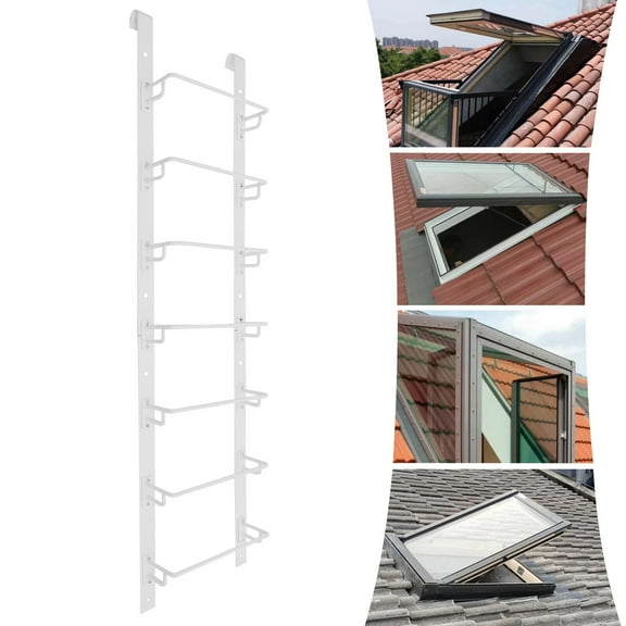 White Q23 Steel Heavy Duty Window Shaft Ladder 7 Steps 20 *78.3 inches