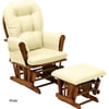 Stork Craft Custom Hoop Glider & Ottoman-Color:Khaki Cushions,Finish:Cognac Finish