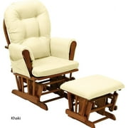 Stork Craft Custom Hoop Glider & Ottoman-Color:Khaki Cushions,Finish:Cognac Finish