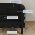 thumbnail image 3 of BELLEZE Accent Barrel Chair, Modern Tub Club Chair Upholstered Armchair for Living Room, Accent Chair with Silver Nail Head Trim Black Legs - Kyara (Black/Polyester), 3 of 7