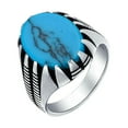 thumbnail image 2 of Bling Jewelry Mens Animal Claw Large Oval Turquoise Signet Ring Oxidized Silver Handmade In Turkey, 2 of 6