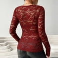 thumbnail image 5 of SNKSDGM Casual Easter Shirt Womens Tops Dressy Blouses Plus Mesh Tops for Women Sheer Long Sleeve Tops V Neck Lace Blouses Under Shirts Floral Lace Tee Shirt Casual Tops for Women Trendy Long Sleeve, 5 of 8