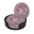 thumbnail image 3 of Jouy Pattern Coasters With Leather Holder Set Of 6 Round Coasters for Home and Kitchen Decor, 3 of 7