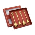 thumbnail image 1 of GROWTH TANK 4 Piece Spoon Fork Set, Pastry Forks and Teaspoon Set, Dessert Spoons, Stainless Aureate, 1 of 9