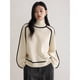 thumbnail image 1 of MEXZT Vintage Striped Sweater Women Patchwork Knitted Pullovers Korean Half High Neck Knitwear Winter Long Sleeve Loose Jumpers, 1 of 5