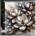 thumbnail image 3 of Ambesonne Brown Shower Curtain, Magnolia Petals Grunge Back, 69"Wx70"L, Blue Grey Umber, 3 of 4