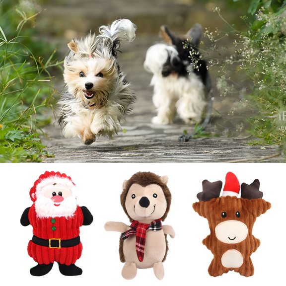 BESTSKY Christmas Dog Toys Cute Plush Squeaker, Soft Bite-Resistant Interactive Chew Toy for Holiday Pet Gifts & Training