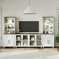 thumbnail image 3 of Advwin Modern Entertainment Center Wall Unit with Glass Display Cabinets & LED Lights, 3-Piece TV Stand Set for Up to 70" TVs, Tempered Glass Doors, Storage Shelves & Drawers for Living Room, 3 of 12