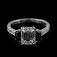thumbnail image 2 of 2.50Ct Emerald Cut Simulated Diamonds & Blue Sapphire Women Ring 14K White Gold Finish, 2 of 4