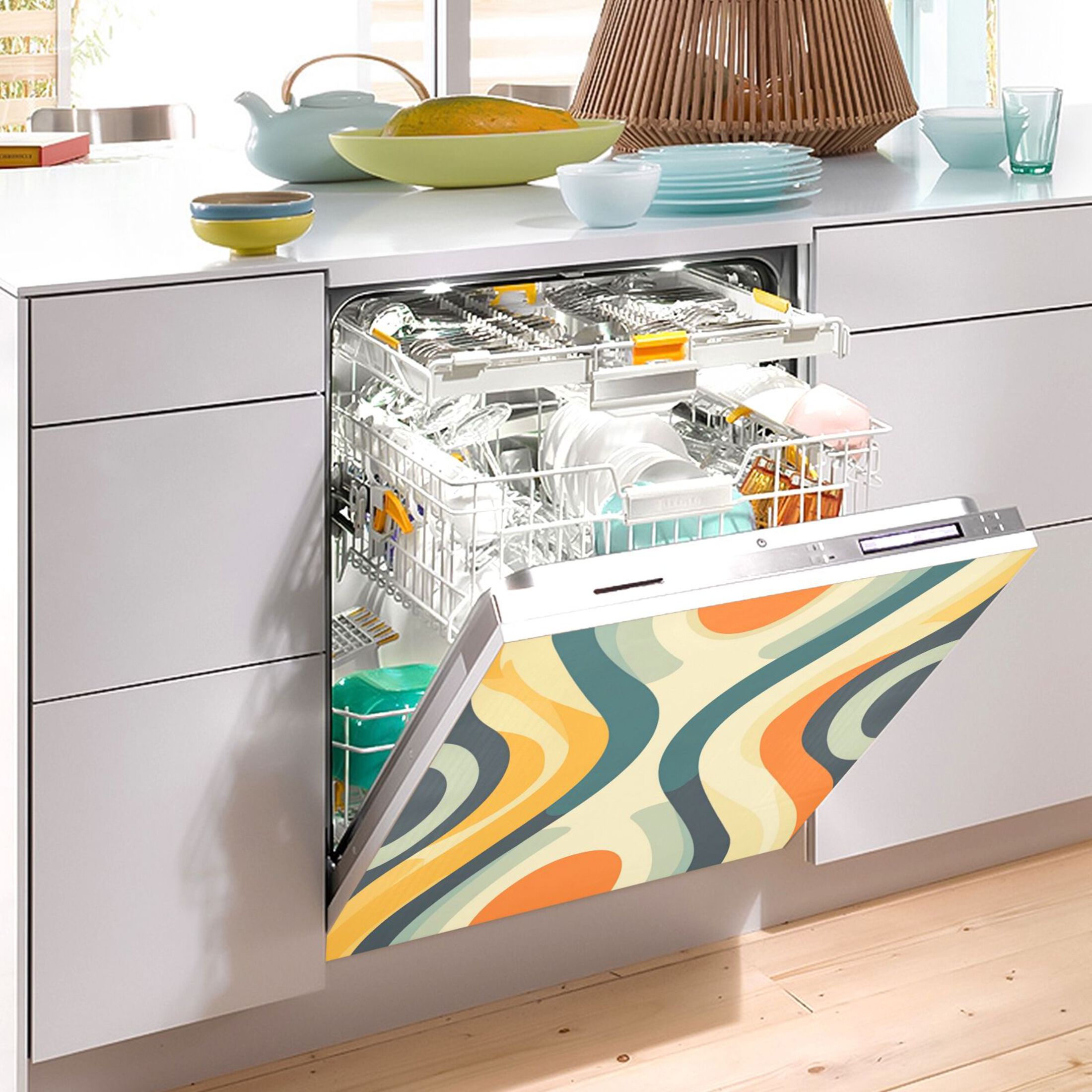 Dishwasher Magnetic Sticker 23x26 Inch Refrigerator Magnetic Sticker Washing Machine Magnetic Sticker Kitchen Panel Magnetic Sticker Home Decor Pretty Colorful Stripes
