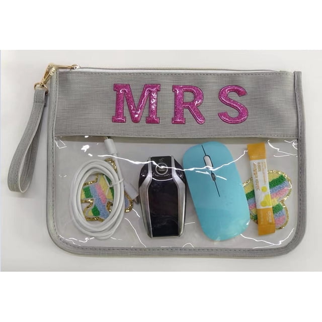 Bolso de mano transparente con bordado de toalla, bolso de viaje para exteriores, bolso de playa con letras, bolso transparente adecuado para niñas, bolso para niñas
